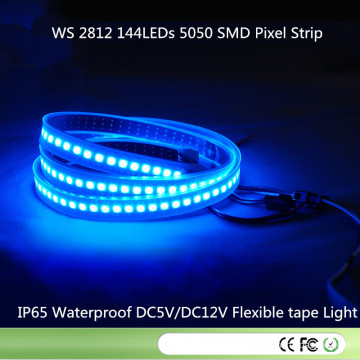 Ws2812 LED Faixa digital 144LEDs / M 144pixels / M, 2m / rolo, PCB preto, tubo de silicone à prova d&#39;água IP67, entrada DC5V